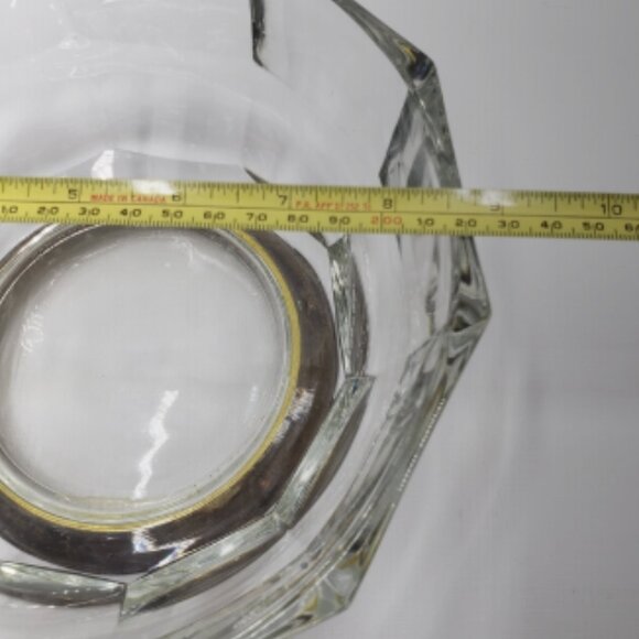 Vintage Elegant Glass Bowl  Plated Base Salad Serving Fork Spoon - Picture 14 of 16